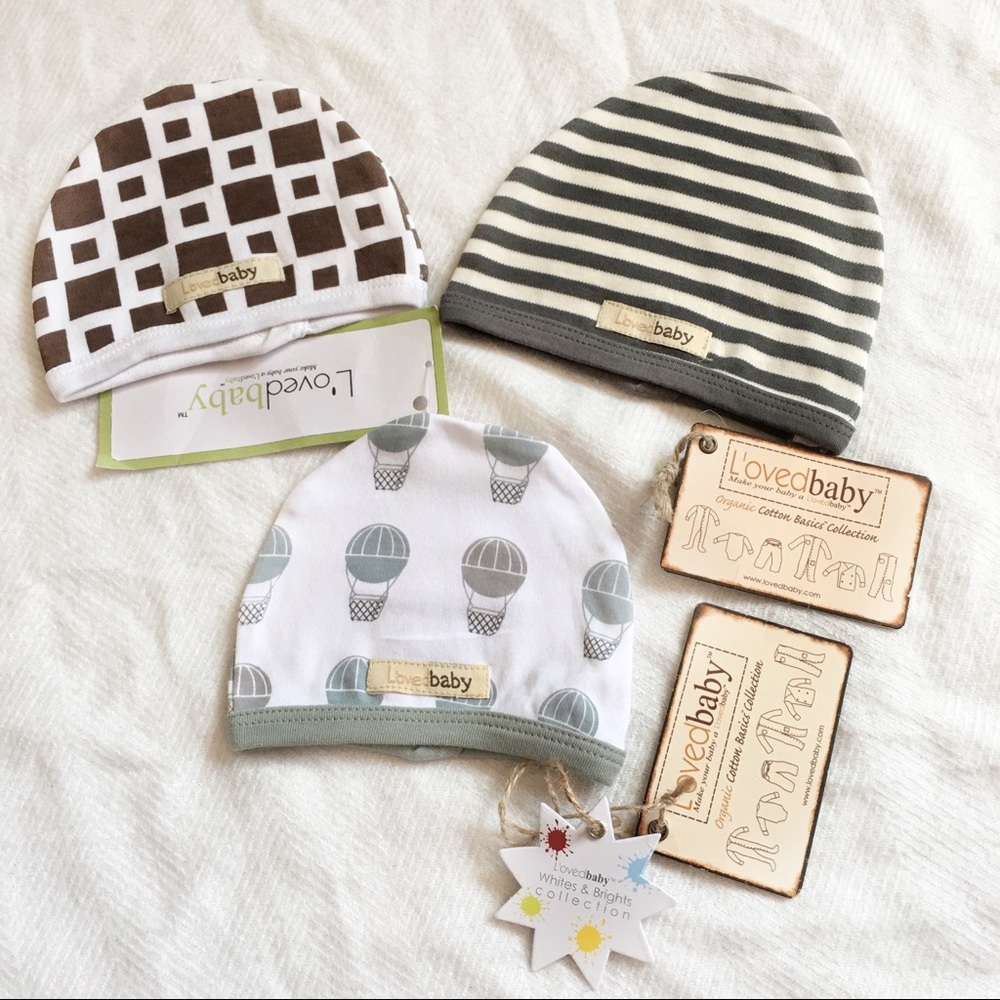 [L'OVEDBABY] NWT Organic cotton baby beanie bundle